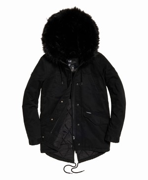 Superdry Falcon Rookie Parka Női Kabát Fekete | GTKRL6270